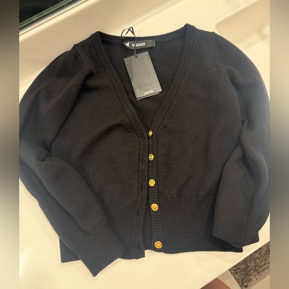 Versace Black cardigan with Gold Accents